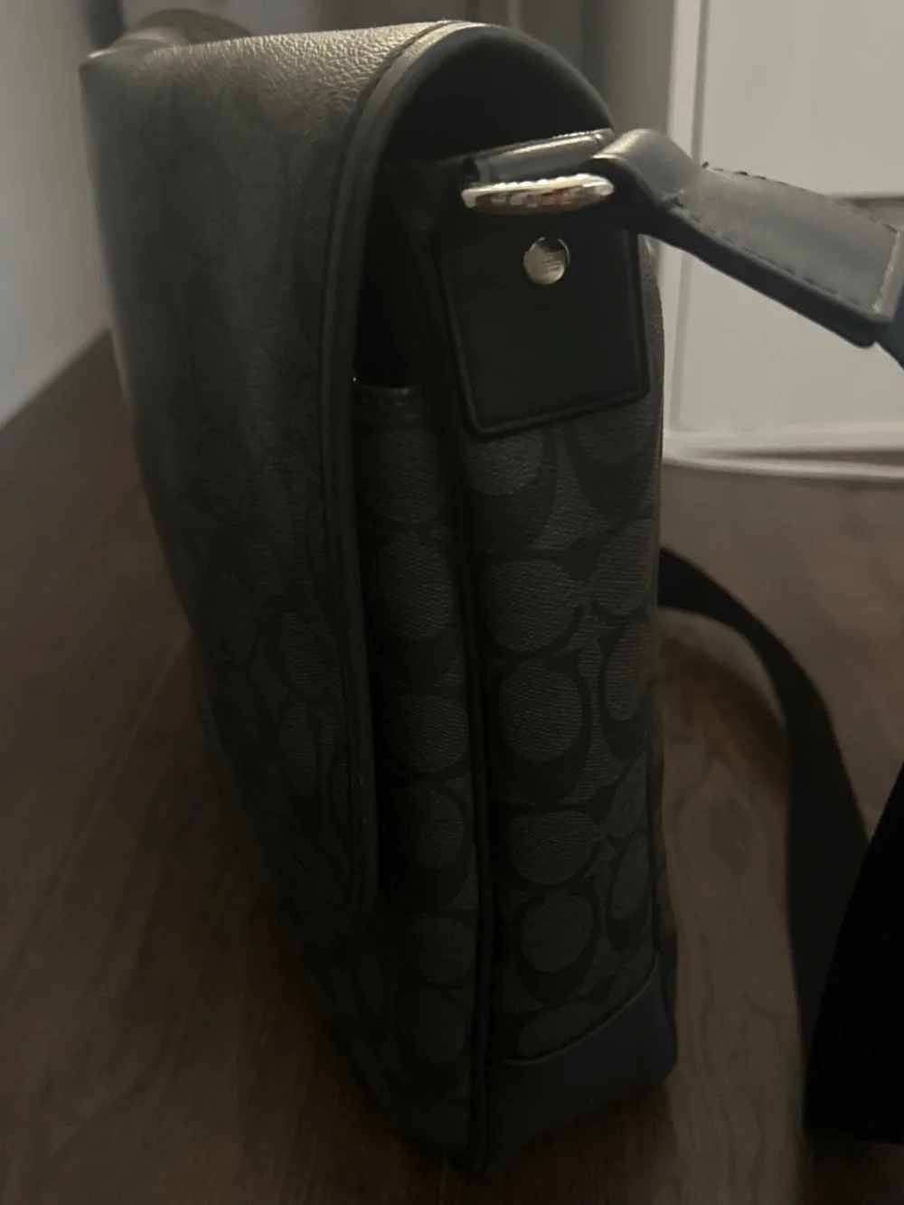 Coach Black Signature Monogram Messenger Bag
